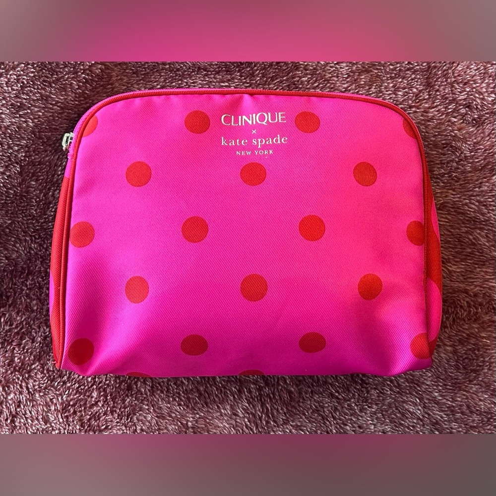 Clinique x Kate Spade New York Pink & Red Polkadot Cosmetic Bag